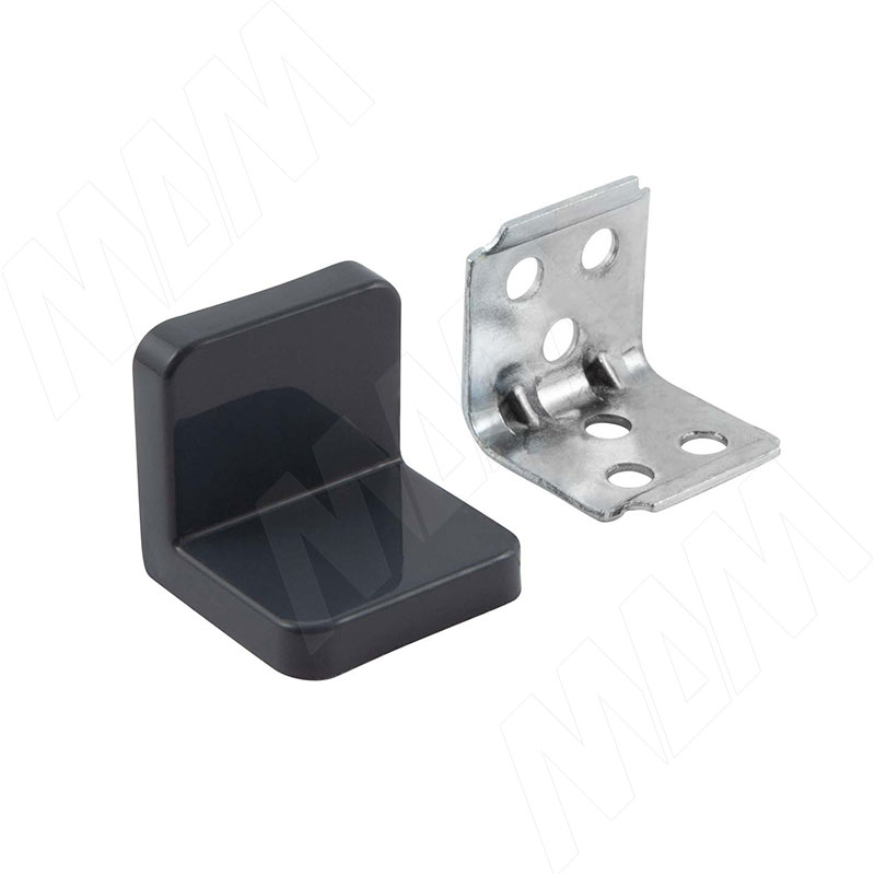 ANGLE Уголок мебельный с пластиковой накладкой 26х26х28 мм, графит (PLS26X26X28GRPH)