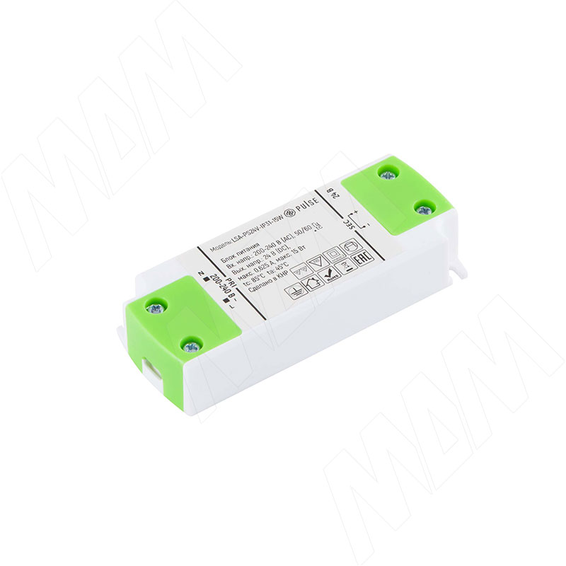 Блок питания AC-230/DC-24V, IP20, 15W (LSA-PS24V-IP31-15W)
