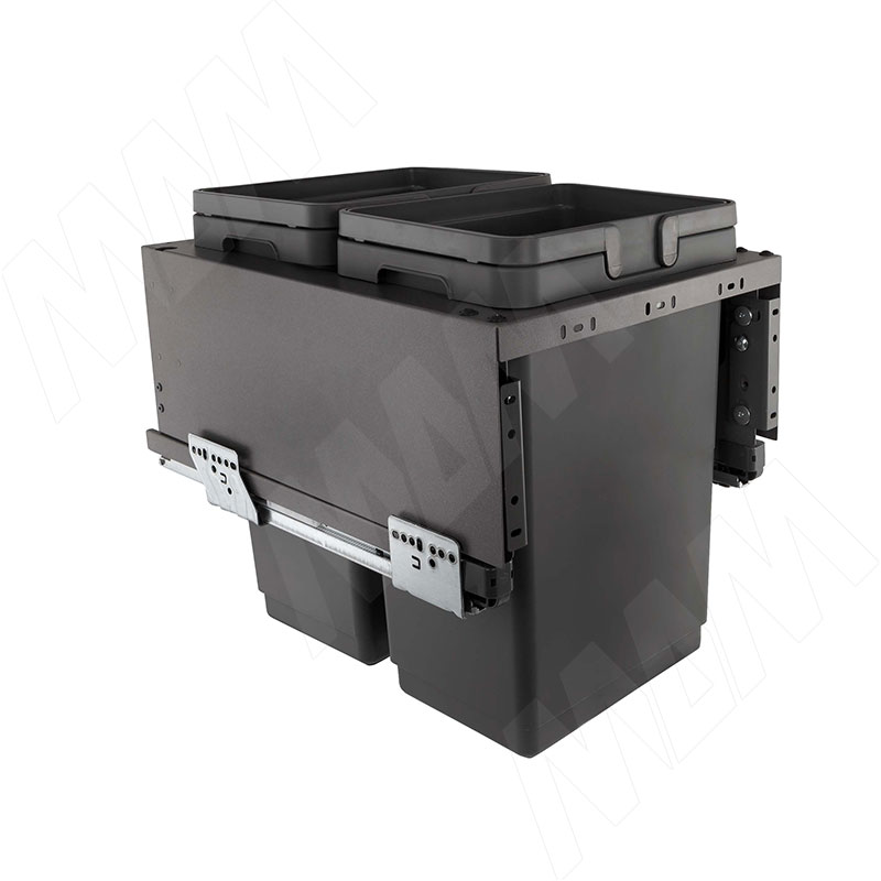 GLOBE 2.0 M40W Система сортировки и хранения, 2 емкости (20л+20л), креп. фасада, полн.выдв., плавн.закр., направл. Nova Pro, без крышек. (PG2GME402SCGM)