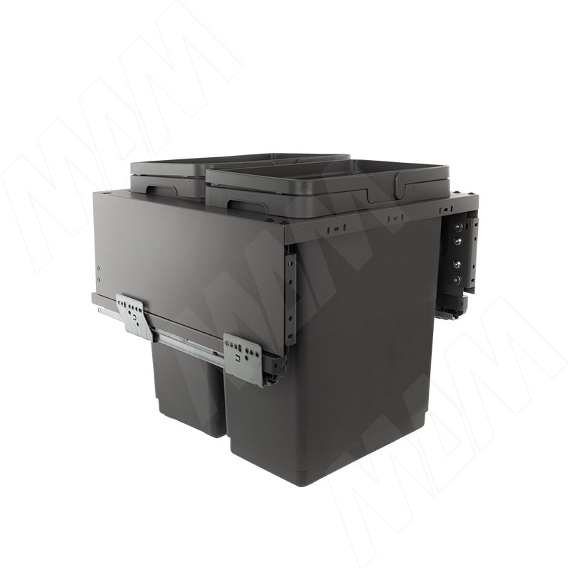 GLOBE 2.0 M45W Система сортировки и хранения, 2 емкости (30л+30л), креп. фасада, полн.выдв., плавн.закр., направл. Nova Pro, без крышек. (PG2GME452SCGM)