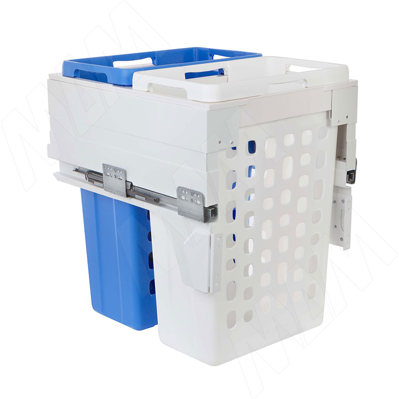 HAMPER LM45 Корзина для белья выдвижная, 2 емкости (35л+35л), напр.полн.выдв., плавн.закр., цвет белый (LHM452-70WT)