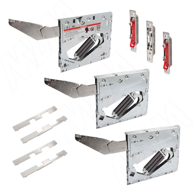 Kinvaro T-SLIM Soft-close, комплект поворотно-подъемных механизмов без заглушек для деревянных фасадов, коэффициент мощности 1500-3375 (TS151149027)