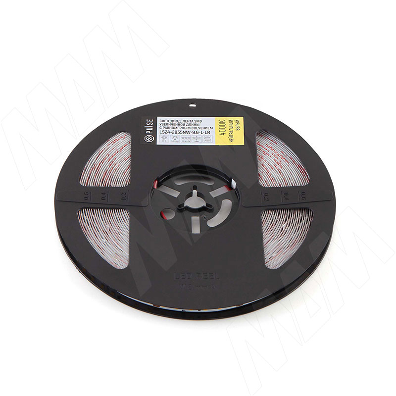 Лента светодиодная 2835/120, 24V, 15 м, длинное соединение, нейтральный белый 4000К, IP20, 9.6W/1м (LS24-2835NW-9.6-L-LR)