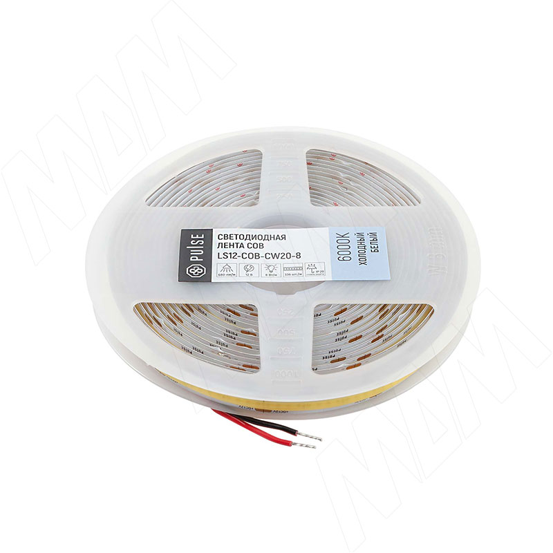 LUX, COB лента светодиодная, 336 диодов, 12V, 5 м, CRI 90, холодный белый 6000К, IP20, 8W/1м (LS12-COB-CW20-8)