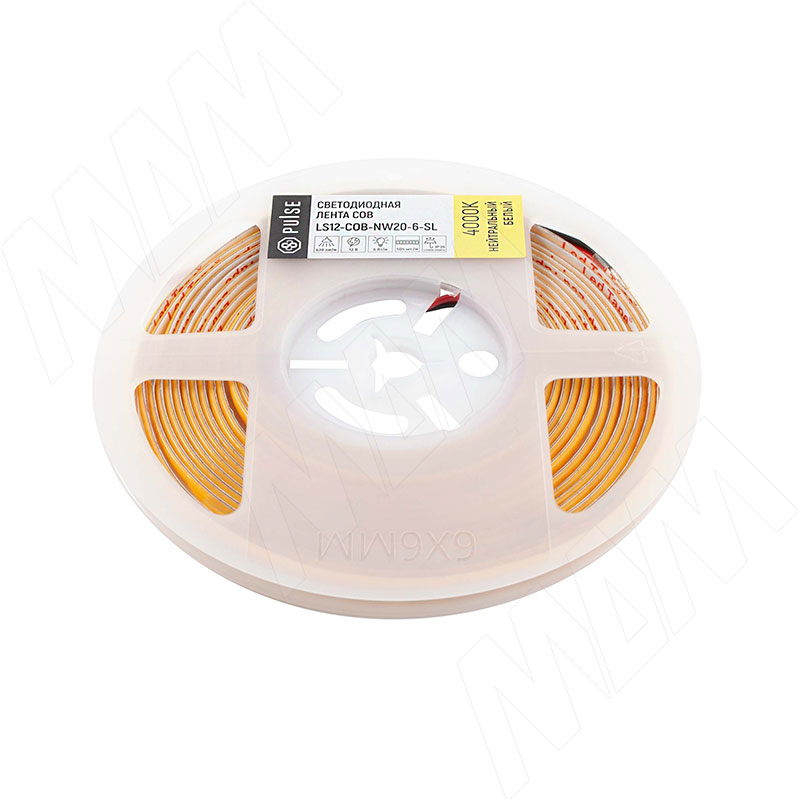 LUX, COB лента светодиодная, 504 диодов, 12V, 5 м, основание 5 мм, CRI 90, нейтральный белый 4000К, IP20, 6W/1м (LS12-COB-NW20-6-SL)