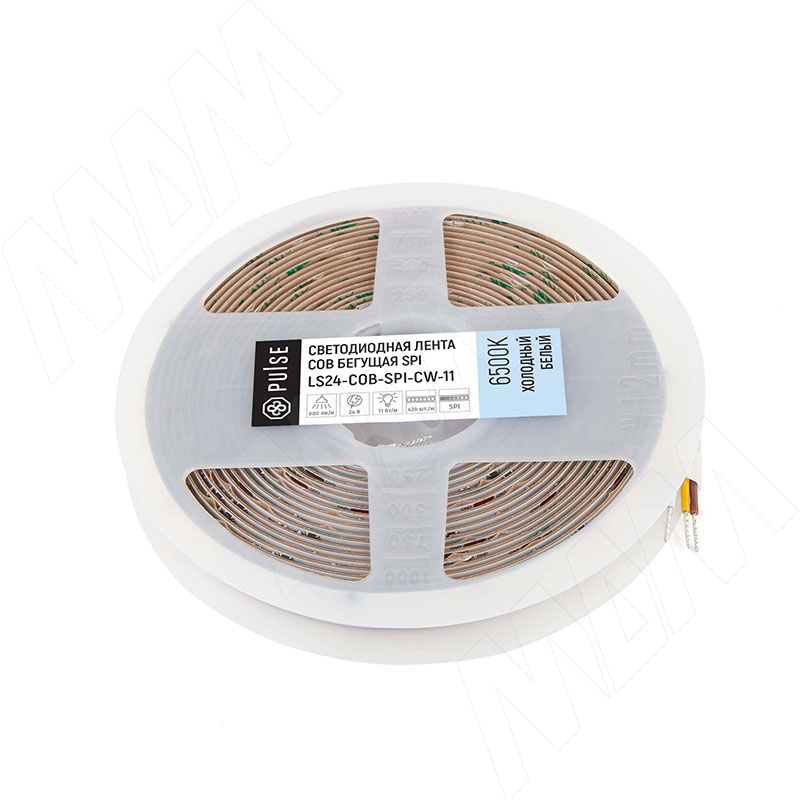 LUX, COB SPI лента светодиодная, бегущая, 420 диодов, 24V, 5 м, CRI 90, холодный белый 6500К, IP20, 11W/1м (LS24-COB-SPI-CW-11)