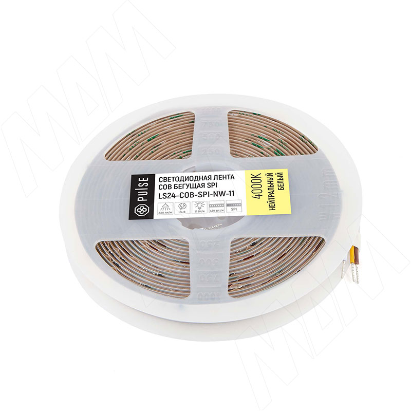 LUX, COB SPI лента светодиодная, бегущая, 420 диодов, 24V, 5 м, CRI 90, нейтральный белый 4000К, IP20, 11W/1м (LS24-COB-SPI-NW-11)