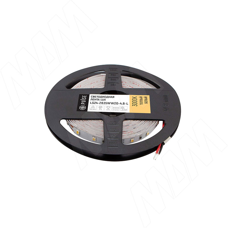 LUX лента светодиодная 2835/60, 24V, 5 м, CRI 90, теплый белый 3000К, IP20, 4.8W/1м (LS24-2835WW20-4.8-L)