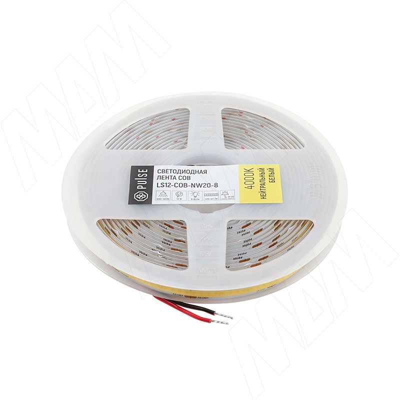 ЛЮКС COB лента светодиодная, 336 диодов, 12V, 5 м, CRI 90, нейтральный белый 4000К, IP20, 8W/1м, LUX (LS12-COB-NW20-8)