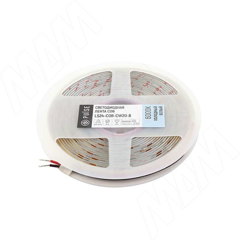 ЛЮКС COB лента светодиодная, 336 диодов, 24V, 5 м, CRI 90, холодный белый 6000К, IP20, 8W/1м, LUX (LS24-COB-CW20-8)