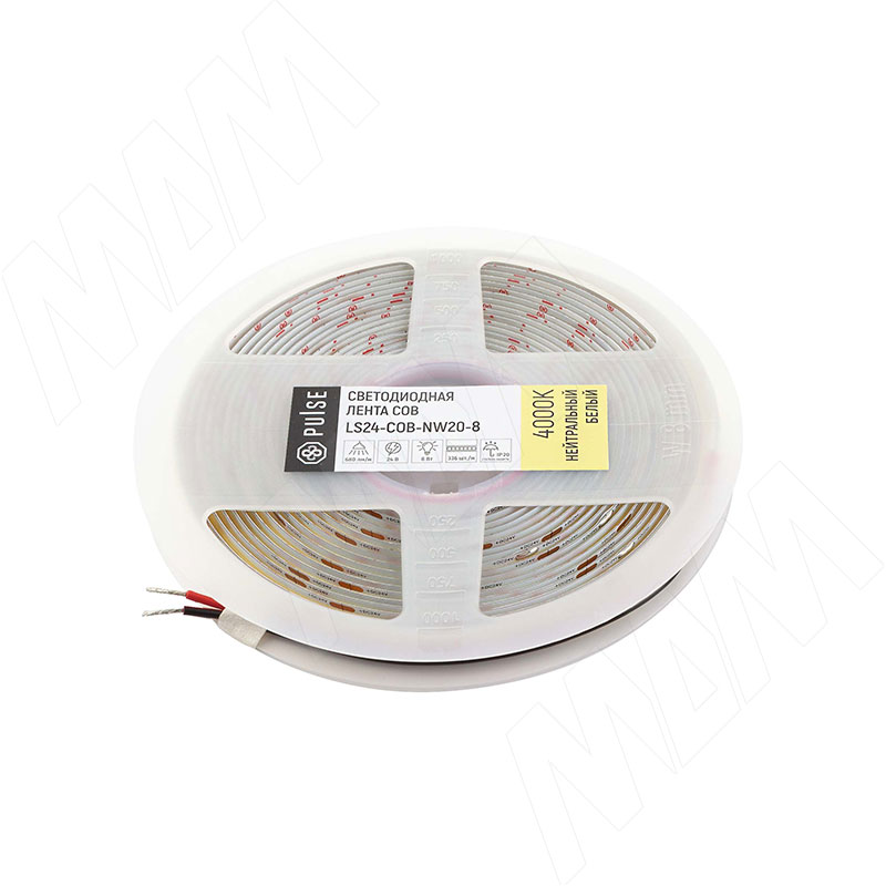 ЛЮКС COB лента светодиодная, 420 диодов, 24V, 5 м, CRI 90, нейтральный белый 4000К, IP20, 10W/1м, LUX (LS24-COB-NW20-8)