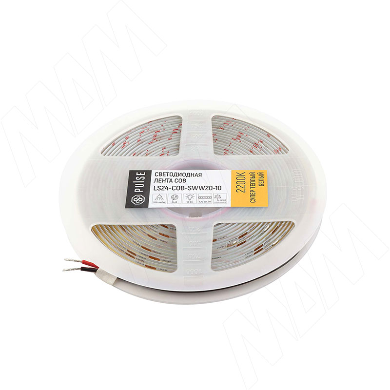 ЛЮКС COB лента светодиодная, 420 диодов, 24V, 5 м, CRI 90, супертеплый белый 2200К, IP20, 10W/1м, LUX (LS24-COB-SWW20-10)