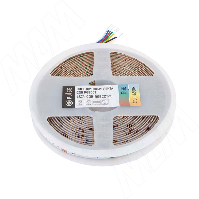 ЛЮКС COB лента светодиодная, RGBCCT, 840 диодов, 24V, 5 м, CRI 90, теплый белый - холодный белый 2700-6500К, IP20, 16W/1м, LUX (LS24-COB-RGBCCT-16)