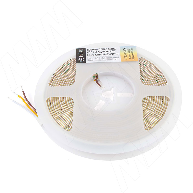 ЛЮКС COB SPI лента светодиодная, бегущая, бокового свечения, 560 диодов, 24V, 5 м, CRI 90,теплый белый - холодный белый 2700-6500К, IP20, 8W/1м, LUX (LS24-COB-SPISVCCT-8)