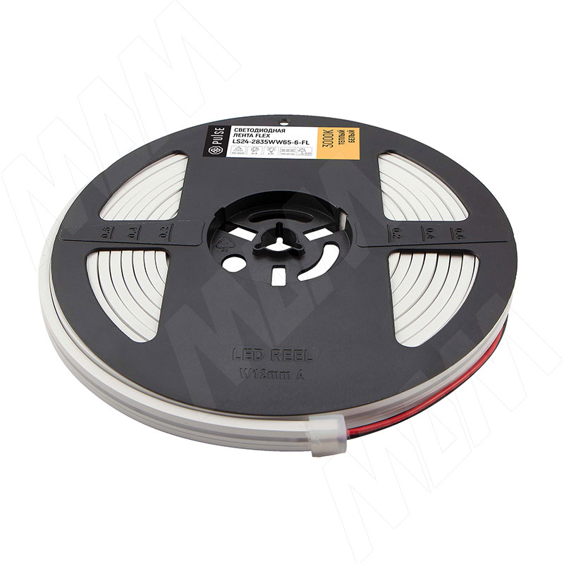 ЛЮКС ФЛЕКС Лента светодиодная 2835/120, 24V, 5 м, гибкая, основание 4 мм, CRI 90, теплый белый 3000К, IP65, 6W/1м, LUX, FLEX (LS24-2835WW65-6-FL)