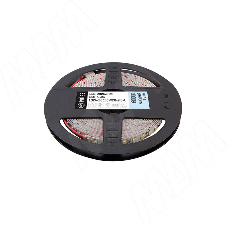 ЛЮКС Лента светодиодная 2835/120, 24V, 50 м, CRI 90, холодный белый 6000К, IP20, 9.6W/1м, LUX (LS24-2835CW20-9.6-L)