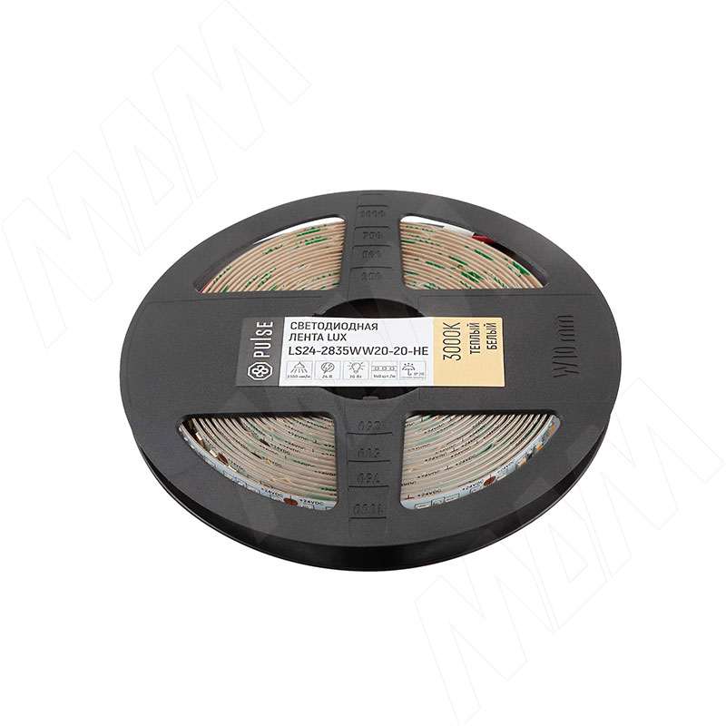 ЛЮКС Лента светодиодная 2835/140, 24V, 5 м, сверхъяркая, CRI 90, теплый белый 3000К, IP20, 20W/1м, LUX (LS24-2835WW20-20-HE)