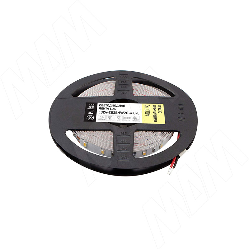 ЛЮКС Лента светодиодная 2835/60, 24V, 5 м, CRI 90, нейтральный белый 4000К, IP20, 4.8W/1м, LUX (LS24-2835NW20-4.8-L)