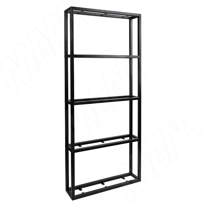 Металлокаркас-стеллаж 570х1300х120мм на 5 полок, черный (RAL 9005, муар) (MF.11.570х1300х120.BLC)