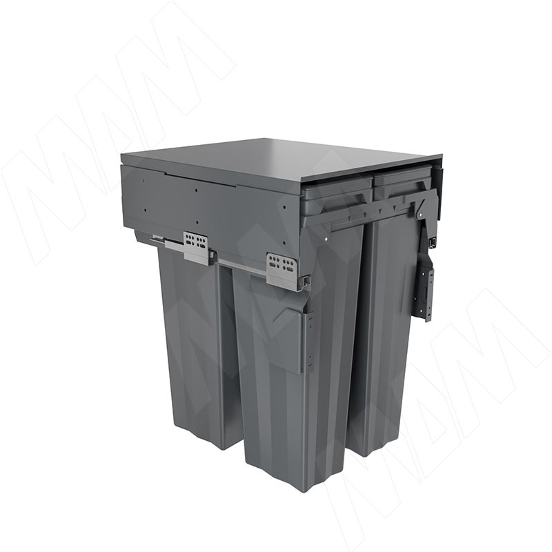 PROBOX F45 Система сортировки и хранения, 3 емкости 69л (2x16+1x37), креп. фасада, полн.выдв., плавн.закр., крышка-полка, графит (MBN453-69DGMID)