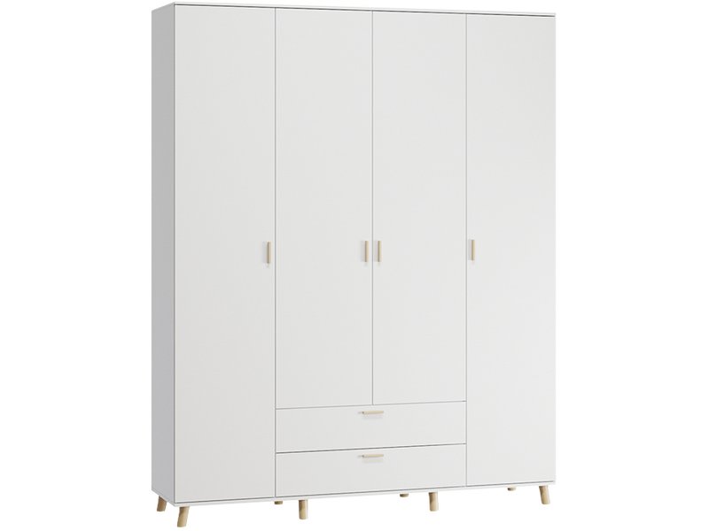 Распашной шкаф Пронто 4-190x240 Белый с зеркалом