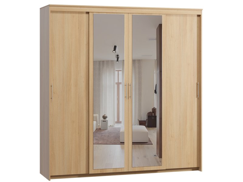 Шкаф-купе Тебар 4-220x230 Дуб Барбера 2 зеркала