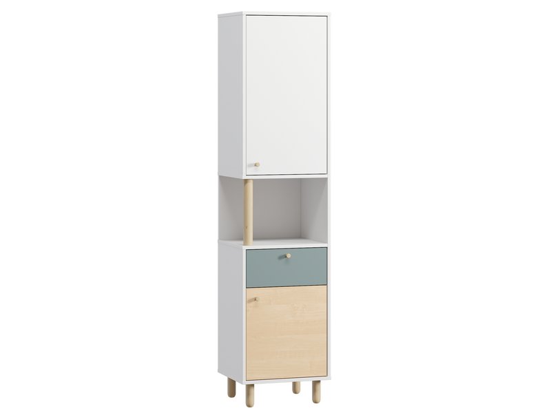 Стеллаж Дикинс 45x190 Береза/Серо-зеленый