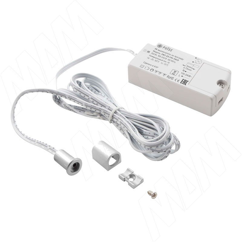 Выключатель инфракрасный (IR) на преграду, врезной, хром матовый, 220V, 250W (SW2-DS-FM-1MCR)