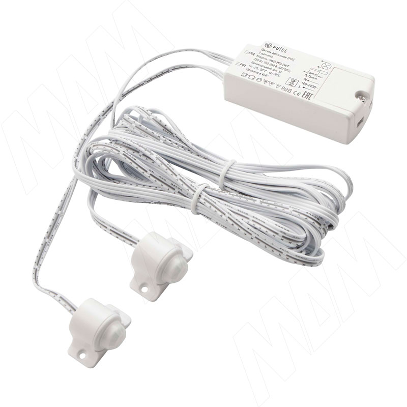Выключатель инфракрасный (PIR) на движение, 2 датчика, белый, 220V, 250W (SW2-PIR-2WT)