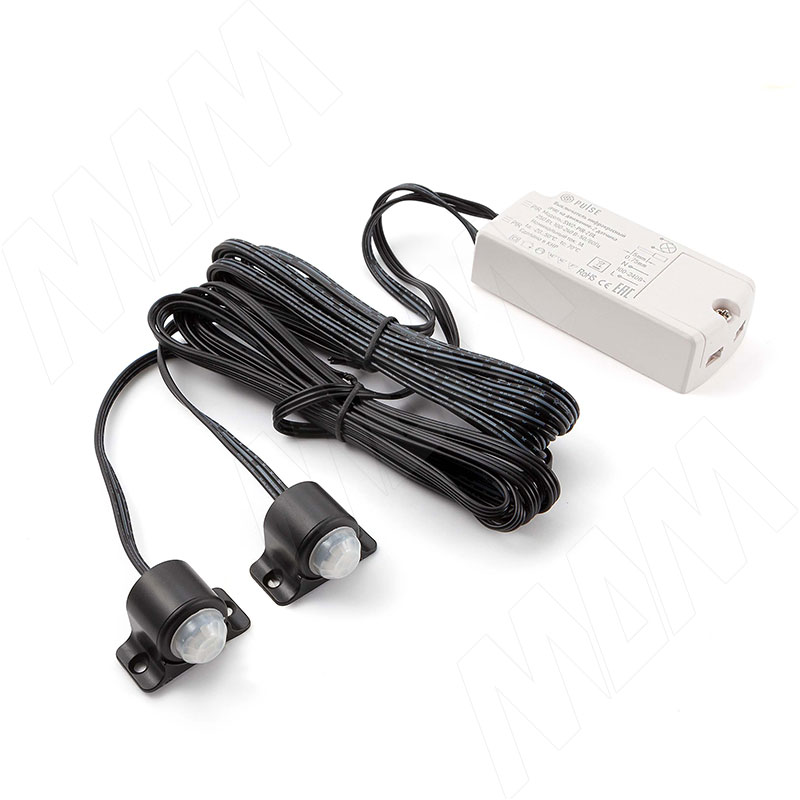 Выключатель инфракрасный (PIR) на движение, 2 датчика, черный, 220V, 250W (SW2-PIR-2BL)